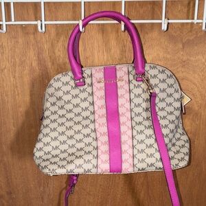 Michael Kors Pink and Beige Signature Satchel